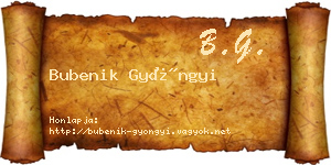 Bubenik Gyöngyi névjegykártya